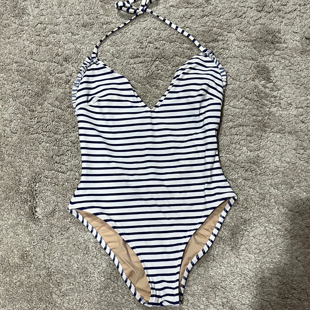 Jcrew blue and white striped one piece size 4 VGUC